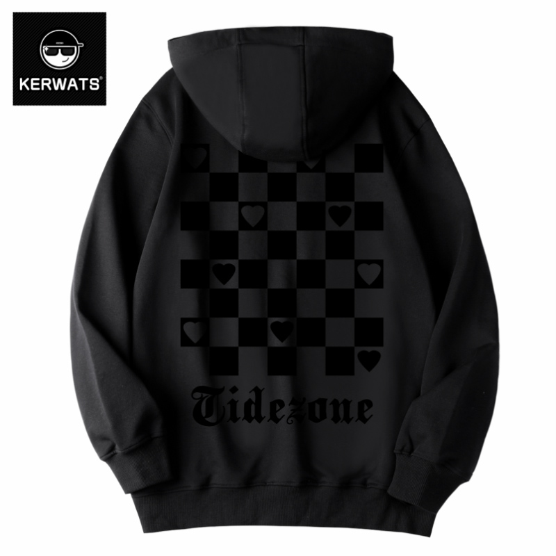 套头大码卫衣潮牌连帽男装方格