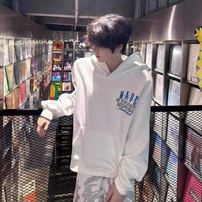 美式高街字母刺绣连帽卫衣男款秋