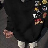 2025美式 重磅刺绣连帽卫衣男装 早春秋国潮流小众百搭情侣上衣外套