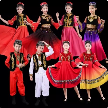 儿童少数民族新疆舞蹈表演服女童阿依古丽演出幼儿维族姑娘大摆裙