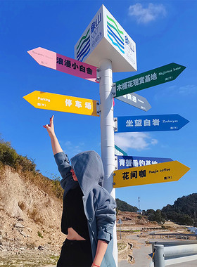 新款网红拍照打卡导向牌指路牌景区指示牌定制小区指引牌路标牌