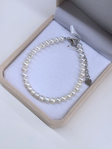 诸暨天然淡水强光珍珠手链4-5mm近圆baby小米珠细手串手饰女