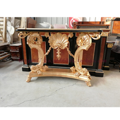 饰台意大利理石面玄关 实木雕刻门厅装 法式 玄关桌金箔镂空客厅欧式