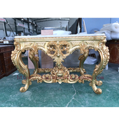 饰边柜 实木进口门厅柜意大利进口大理石装 法式 玄关柜金箔客厅欧式