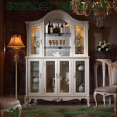 饰柜酒柜 酒柜实木轻奢意大利白色墙边装 法式 酒柜奢华四门玻璃欧式