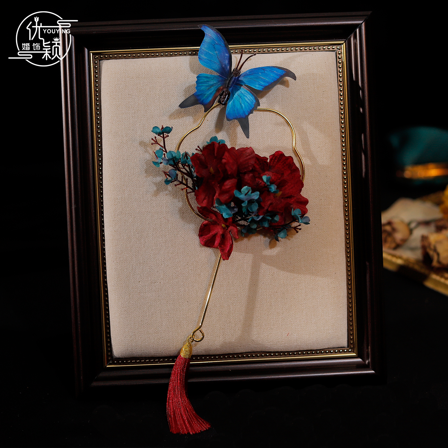 团扇结婚新娘扇子秀禾迷你小扇子接亲新中式拍照道具婚礼手工婚扇