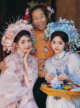 成品泉州浔浦女簪花头饰民族风头簪高端仿真鲜花发箍簪花新款头饰