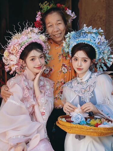 成品泉州浔浦女簪花头饰民族风头簪高端仿真鲜花发箍簪花新款头饰