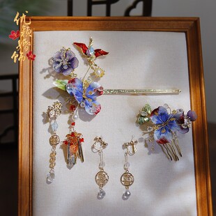 新款旗袍晨袍发簪发饰新娘中式头饰秀禾服减龄简约古风结婚配饰品