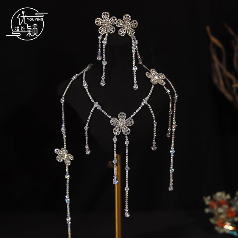 优颖锆石闪钻晚礼服配饰项链新娘套装高级感轻奢小众颈链锁骨链女