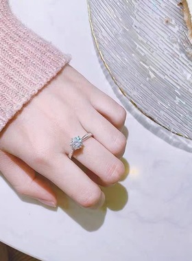 铂金pt950钻戒一克拉微镶六爪天然真钻GIA石求婚结婚戒指送女