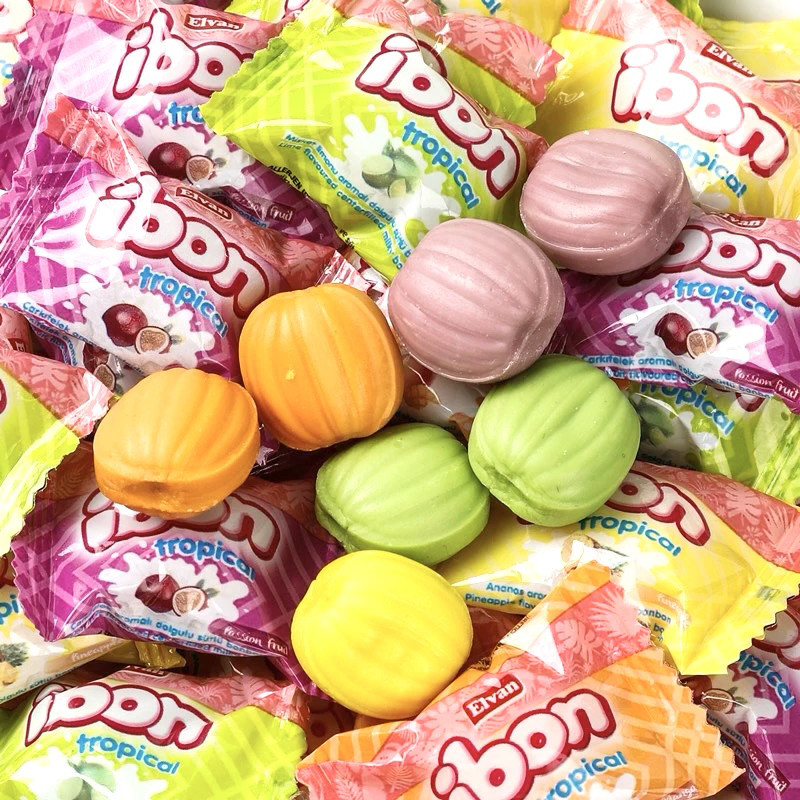 土耳其进口热带水果味夹心糖菠萝青柠百香果芒果小喜糖