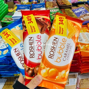 乌克兰进口巧克力排块充气牛奶白巧好吃的零食空气蜂窝黑巧克力砖