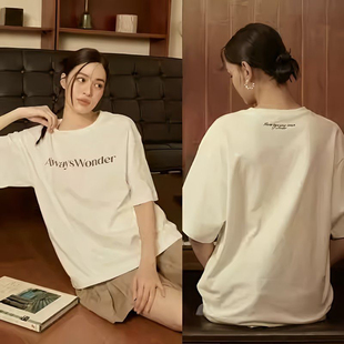 我们的秘密Lingorm邝玲玲同款黑色纯棉短袖T恤女夏季宽松上衣服潮