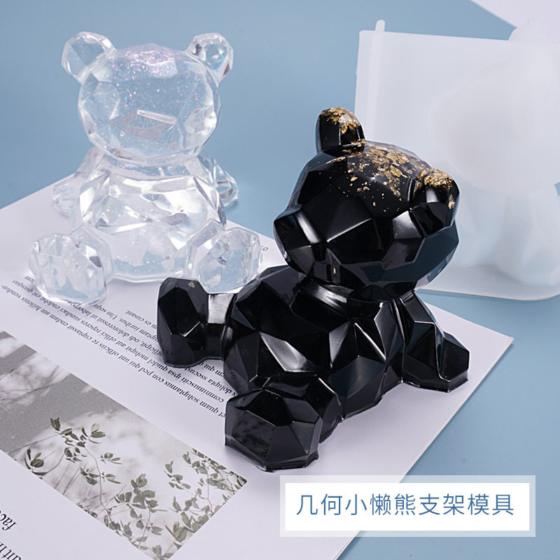 diy滴胶模具立体几何熊手机支架