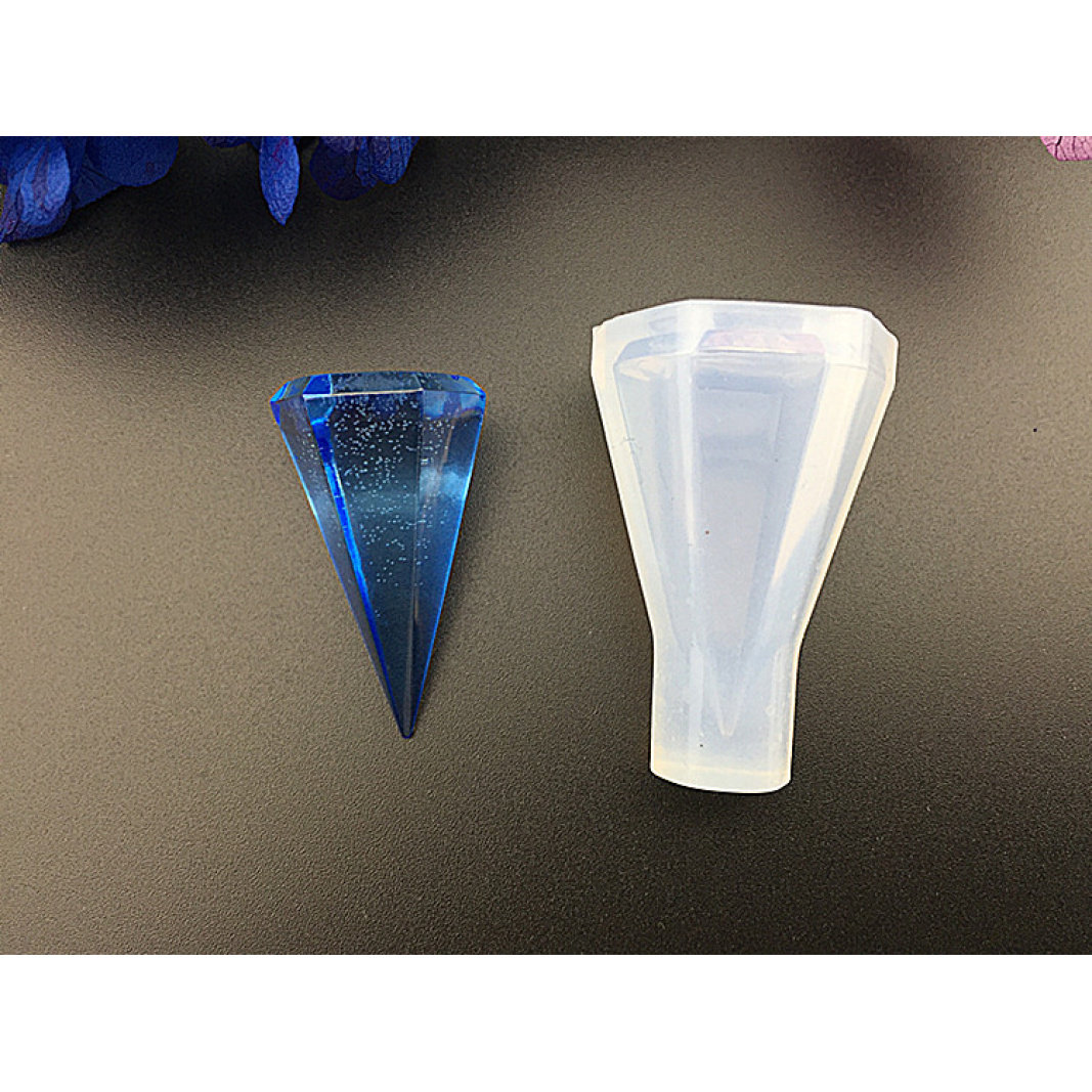 水晶滴胶菱形切面吊坠硅胶模具DI