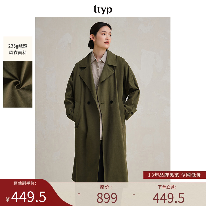 ltyp旅途原品绒感褶皱H型风衣