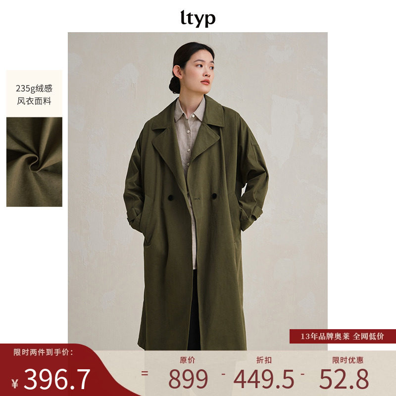 ltyp旅途原品绒感褶皱H型风衣