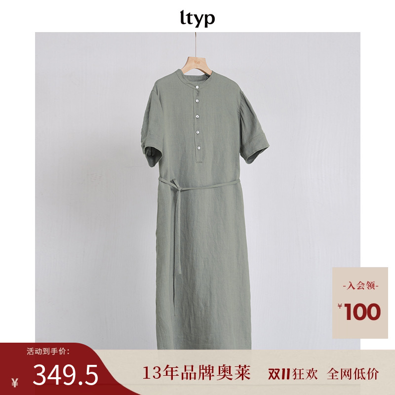 ltyp苎亚麻半门新中式短袖连衣裙