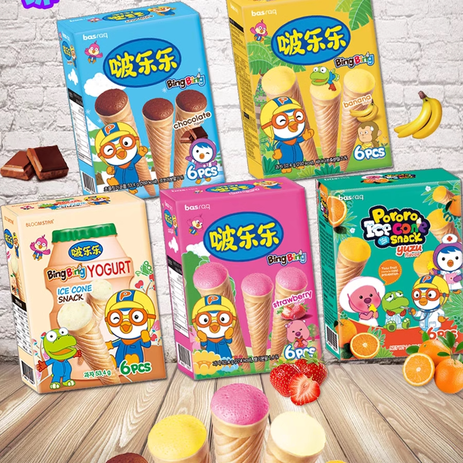 韩国啵乐乐冰淇淋形饼干夹心巧克力草莓儿童独立装零食圣诞礼物