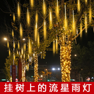 挂树上的流星雨led灯树灯彩灯闪灯串灯满天星户外防水七彩装饰灯