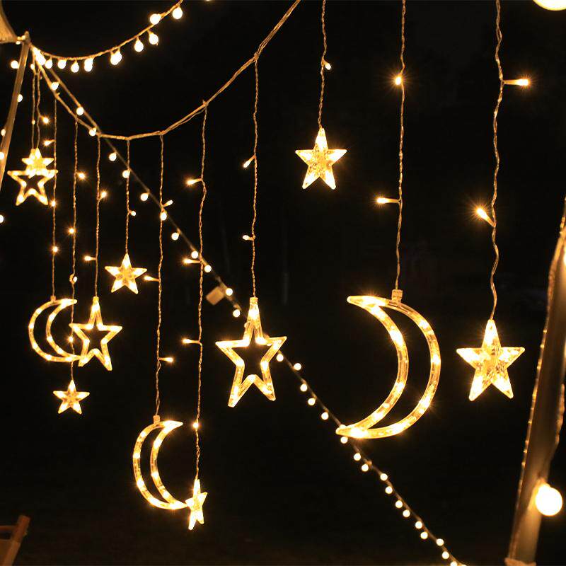 圣诞节装饰品星星灯节日彩灯闪灯串灯窗帘吊灯LED冰条灯新年挂饰