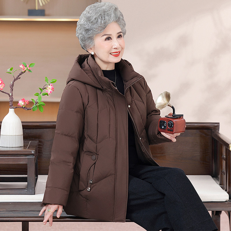 妈妈新款短款中老年白鸭绒羽绒服羽绒服