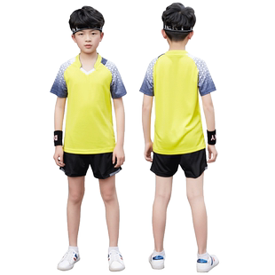 打羽毛球服儿童套装夏季中大童乒乓球服6—12岁女童运动上衣男童