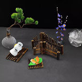 刺身拼盘装 日料刺身摆盘装 饰花草竹篱笆酒店烤肉菜品盘饰日式