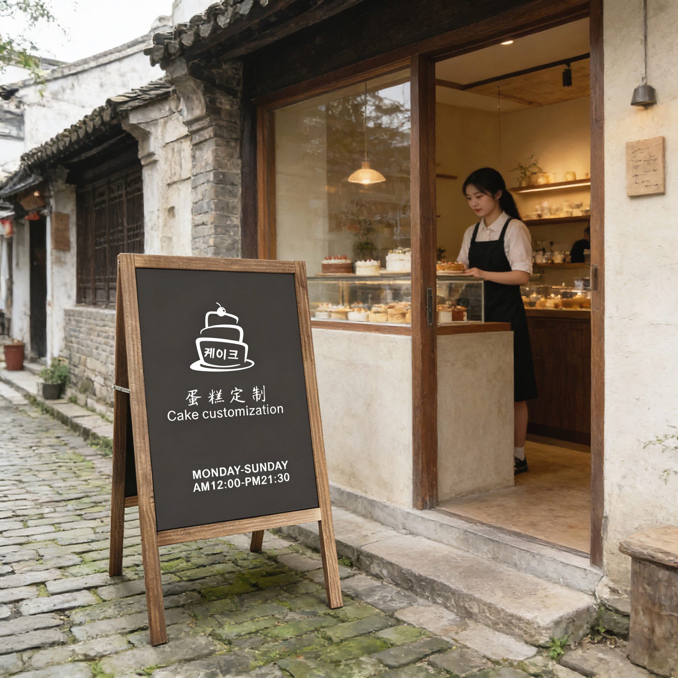 木质双面黑板广告牌展示架店铺门口户外手写招工牌立式a字板支架