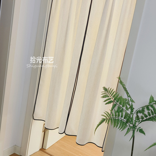 中古风仿棉麻门帘分片式中间开隔断小窗帘遮挡复古简约免打孔家用