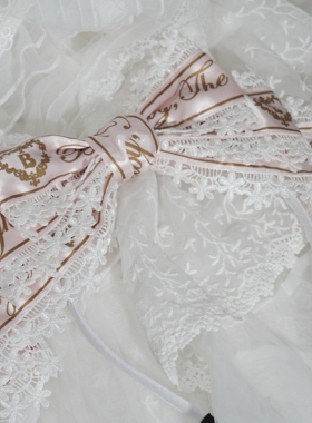 【垂耳汪】原创Lolita粉色sbw手作蝴蝶结kc蕾丝发箍百搭baby头饰