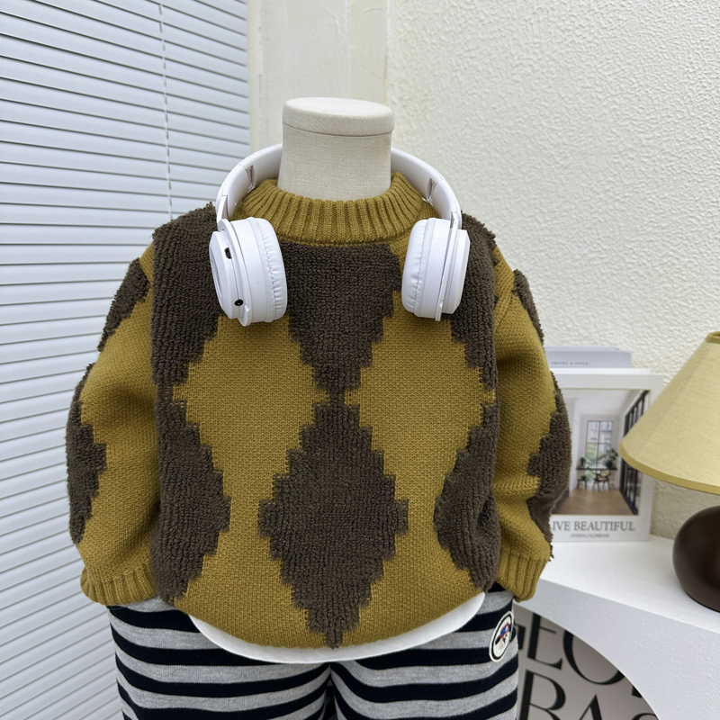 中小男童冬装圆领针织毛衣