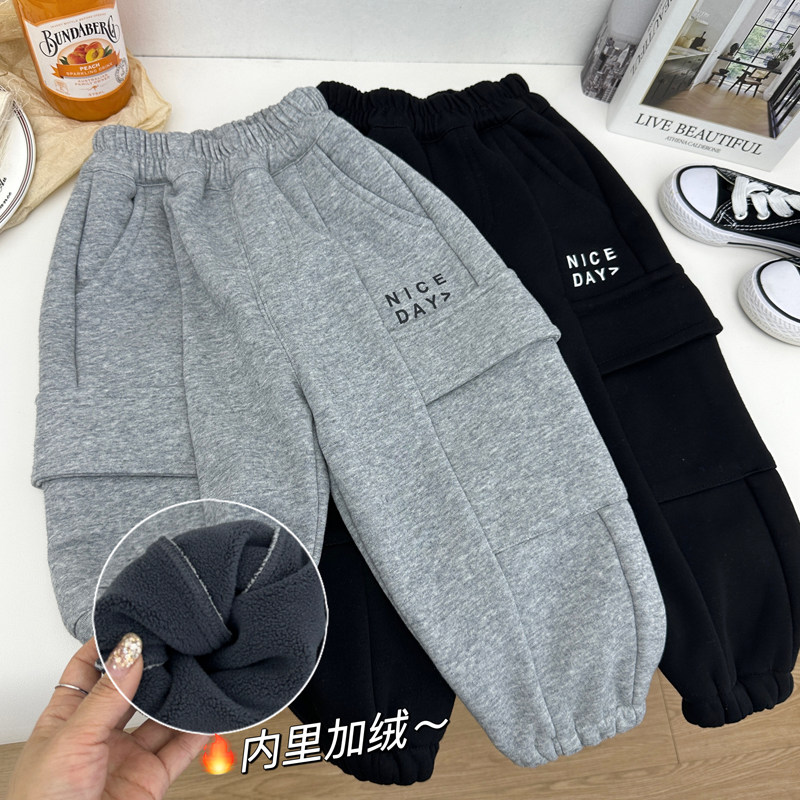 儿童春秋裤子2024新款男童休闲加绒工装运动长裤秋冬百搭宽松卫裤,童装/婴儿装/亲子装,裤子,淘宝优惠券,粉丝福利购,淘宝优惠卷