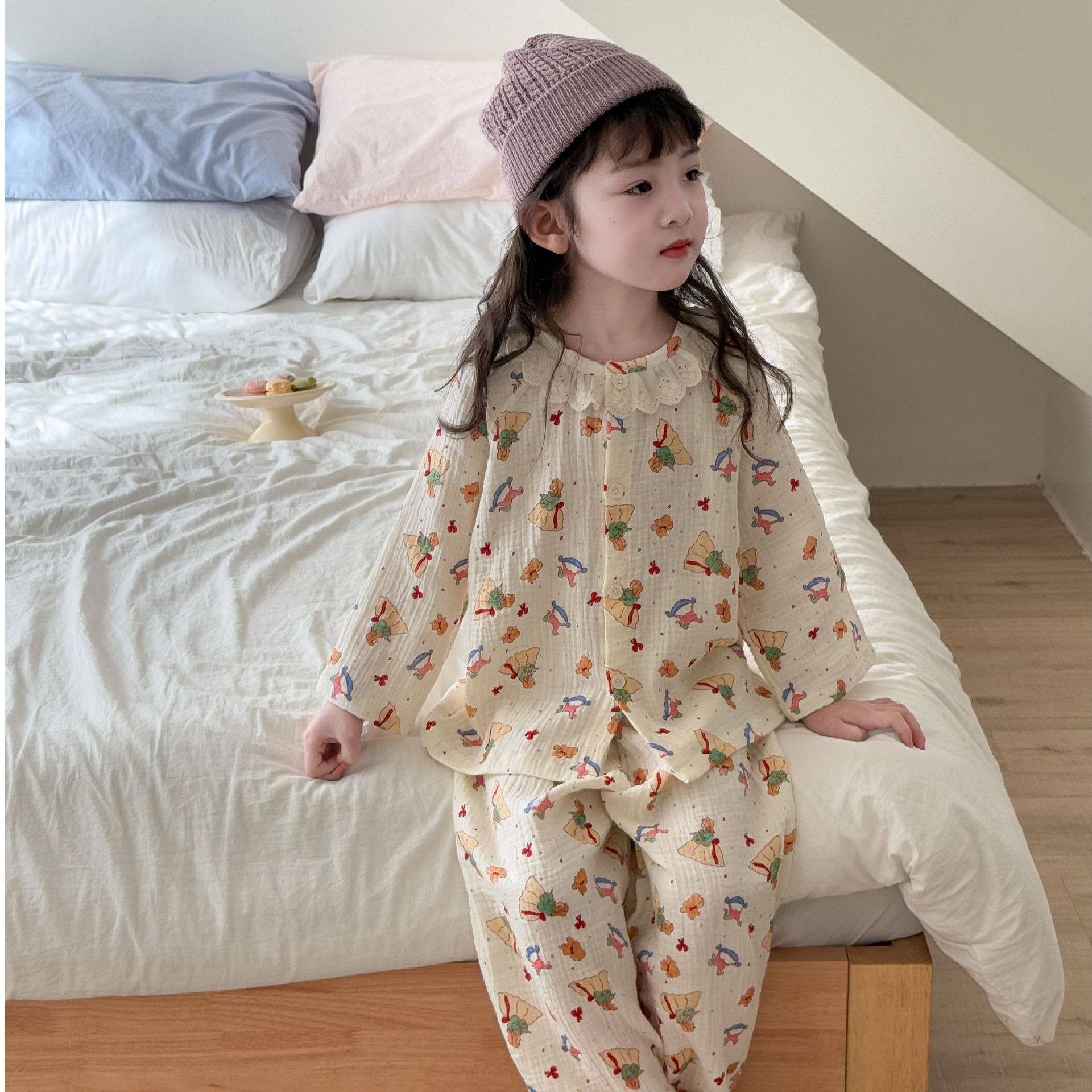 2026春季长袖纯棉纱布睡衣男女童棉纱儿童套装童亲子装a类家居服,童装/婴儿装/亲子装,家居服套装,淘宝优惠券,粉丝福利购,淘宝优惠卷
