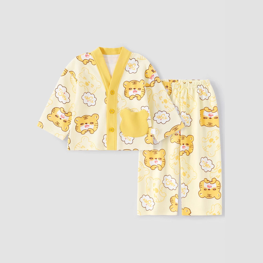 鼻炎孩子专用睡衣男女童春夏季纯棉A类立领全棉套装家居服长袖