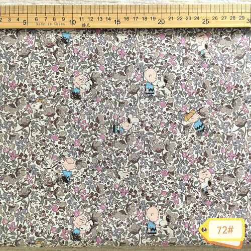 Charlie Brown's Flowers灰粉80支高密优质长绒棉纯棉手作面料72#