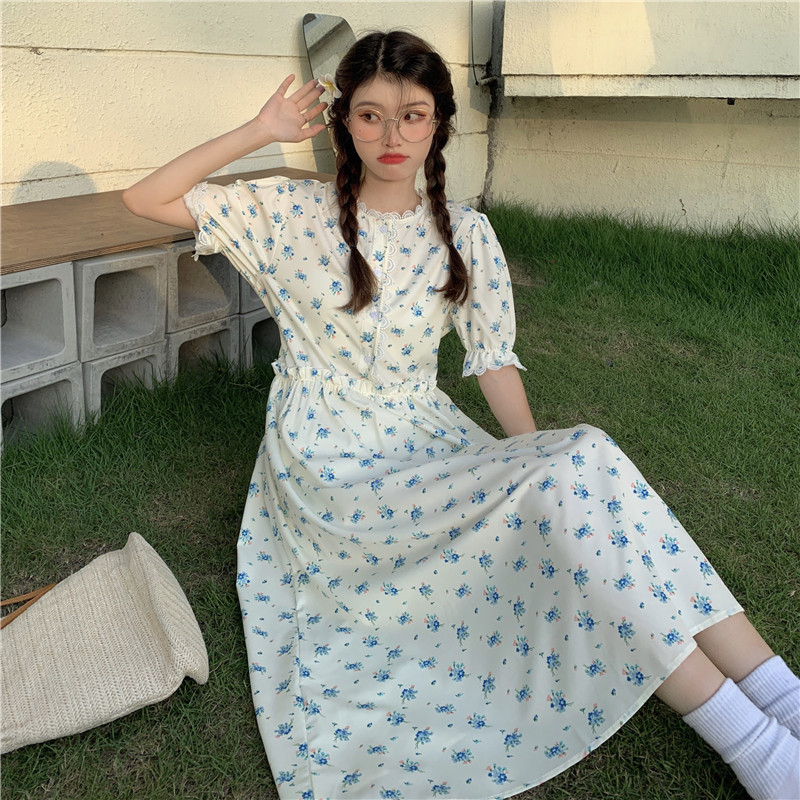 Real price loose blue flower first love baby skirt