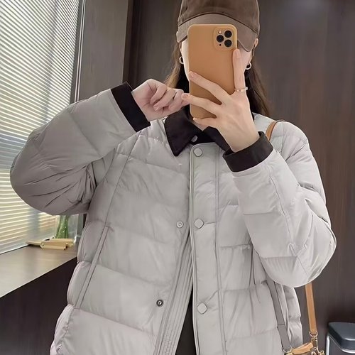 高端25秋冬巴恩风女复古轻薄羽绒服休闲减龄小个子白鸭绒翻领短外
