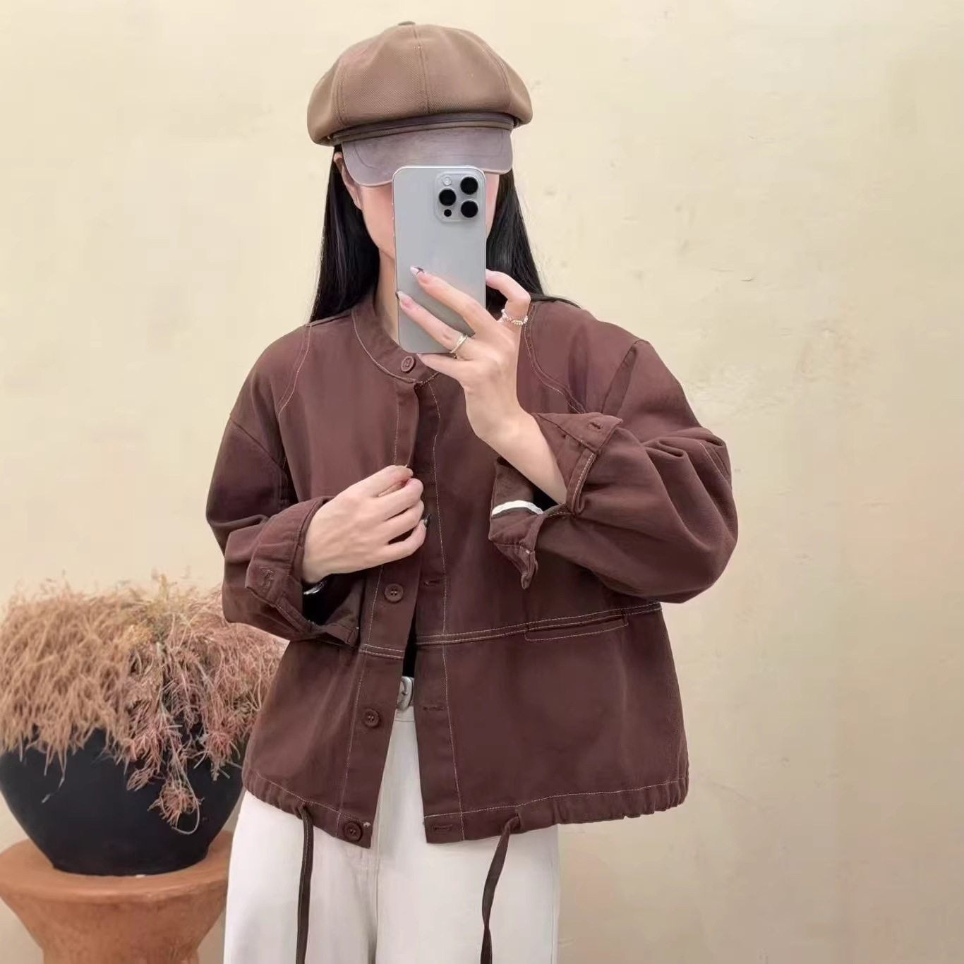 26春款外套女立领长袖宽松休闲韩版学院风外套上衣新款慵懒风外套