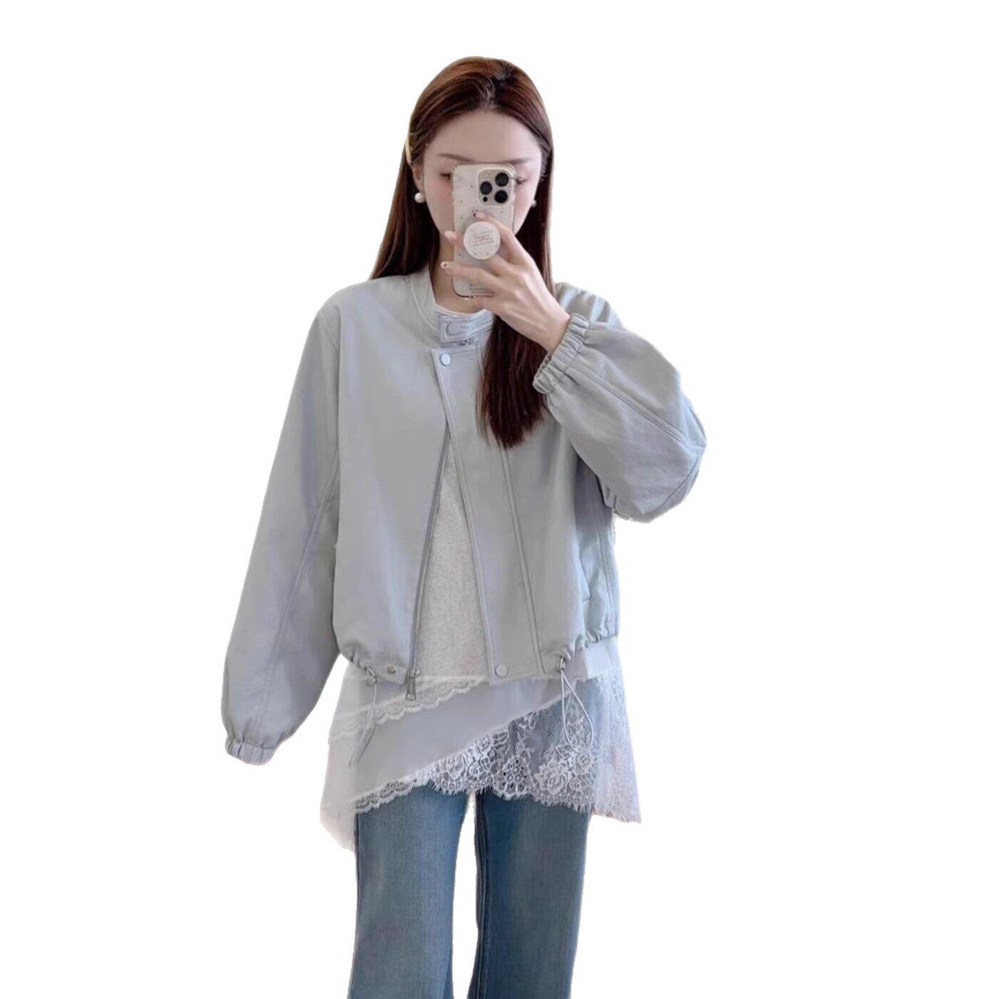 韩版立领短外套女2026春季新款时尚百搭黄色显瘦减龄休闲夹克上衣