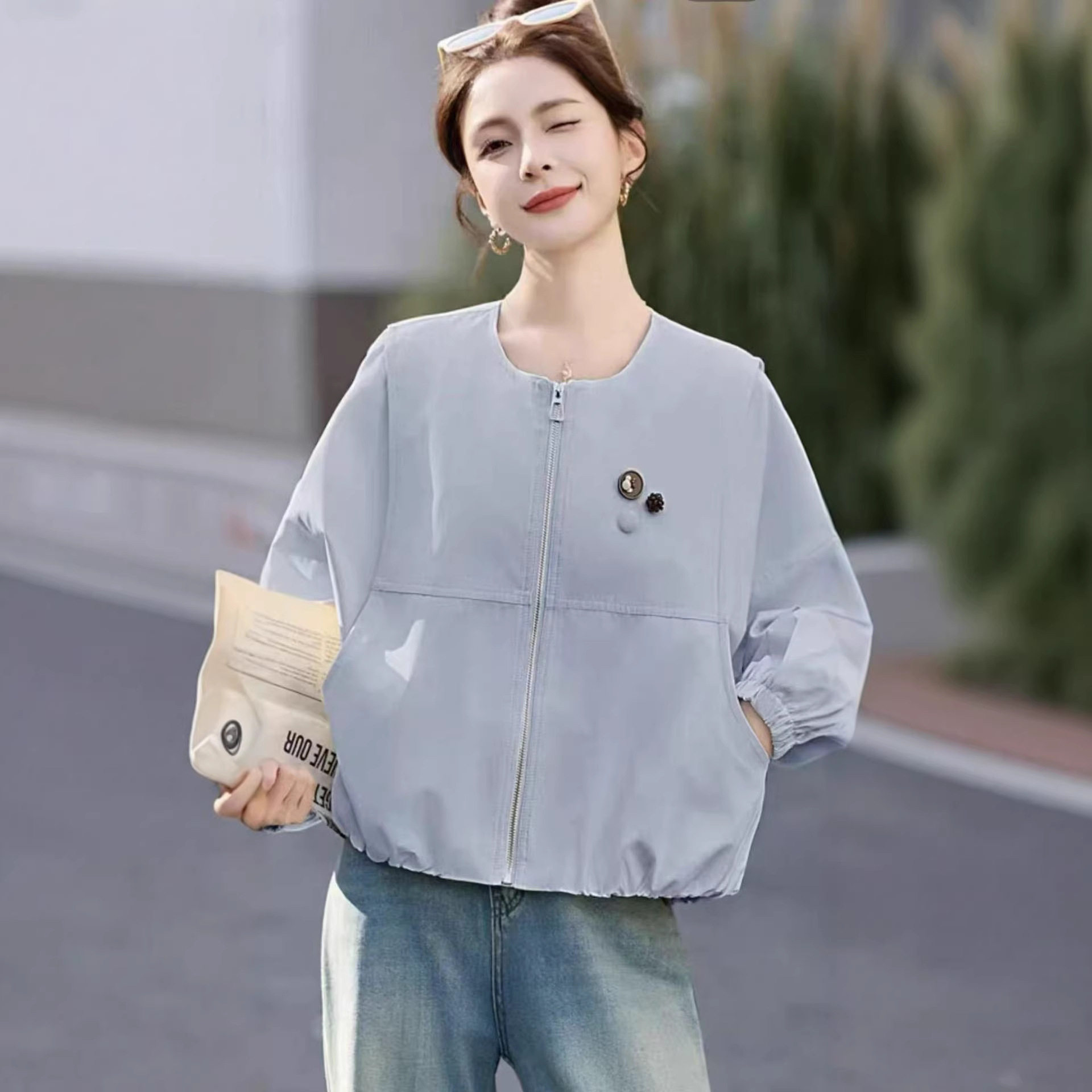 2026年春款外套女长袖学院风宽松休闲韩版慵懒风外套上衣新款夹克