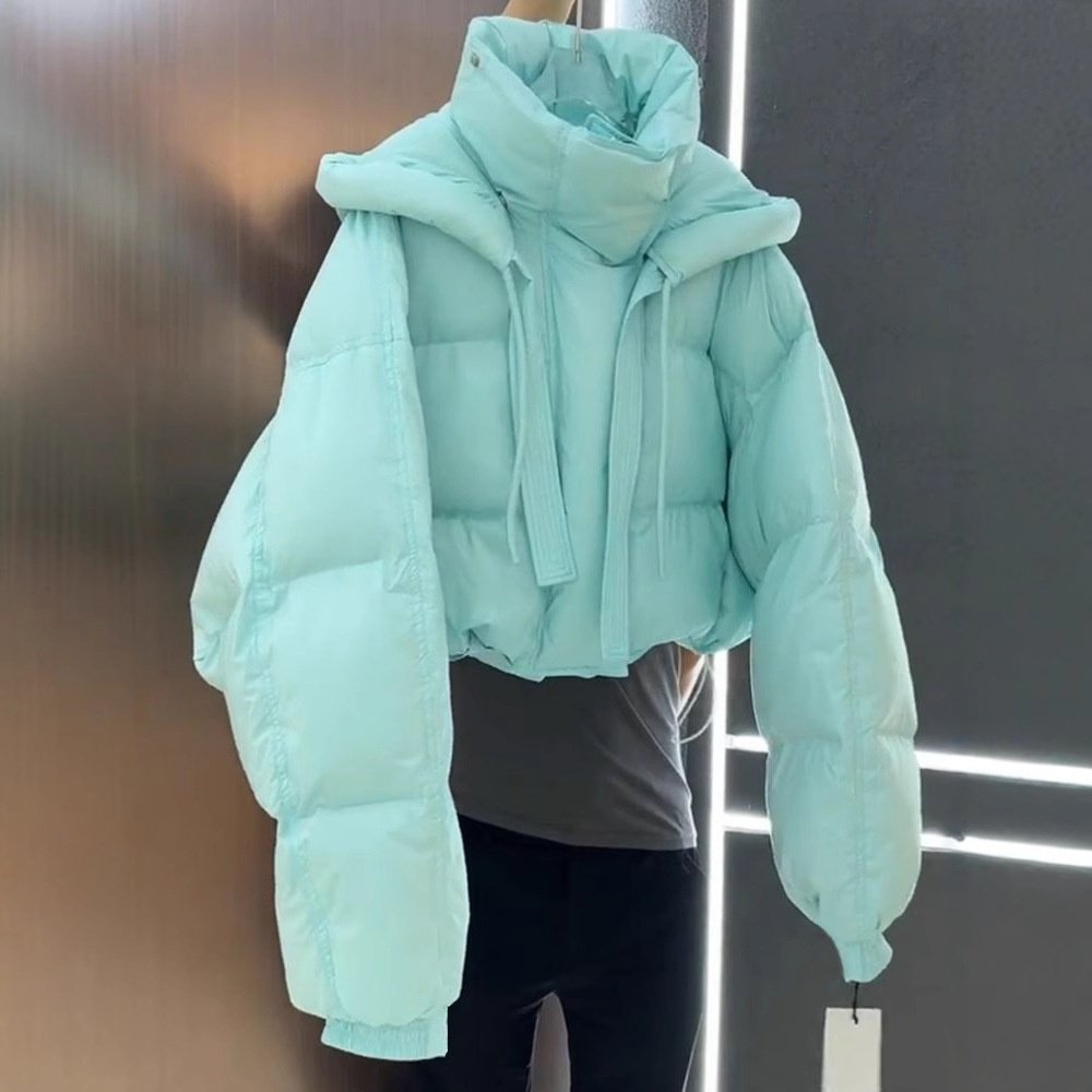 韩系感小个子蓝色棉服女2026冬季短款连帽加厚保暖面包服外套,女装/女士精品,棉衣/棉服,淘宝优惠券,粉丝福利购,淘宝优惠卷