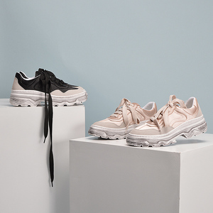 松糕厚底原宿绸缎小脏鞋