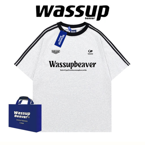 WASSUPBEAVER美式潮牌三杠短袖