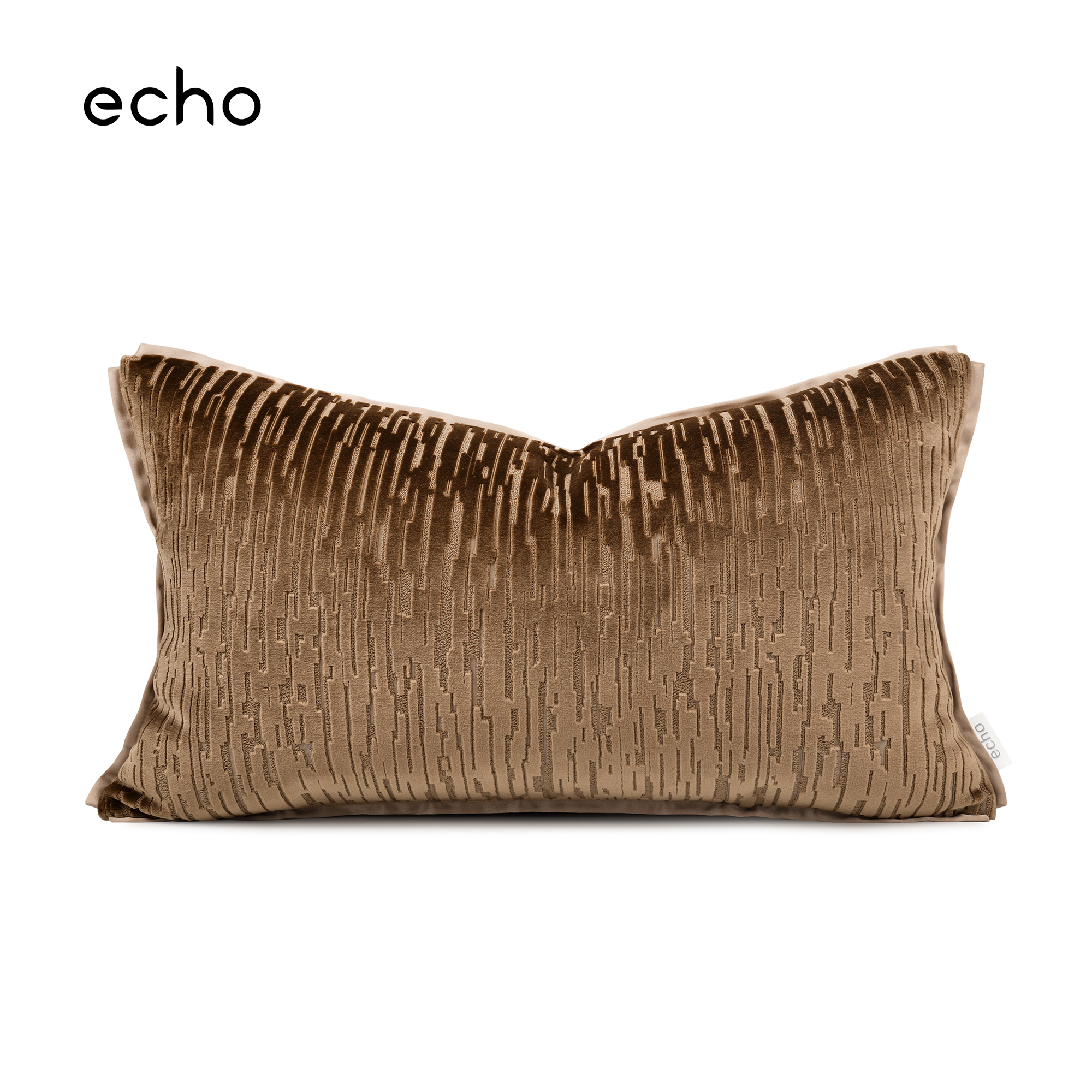 echo复古轻奢海派棕咖色条纹割绒抱枕样板间售楼处架空层沙发腰枕