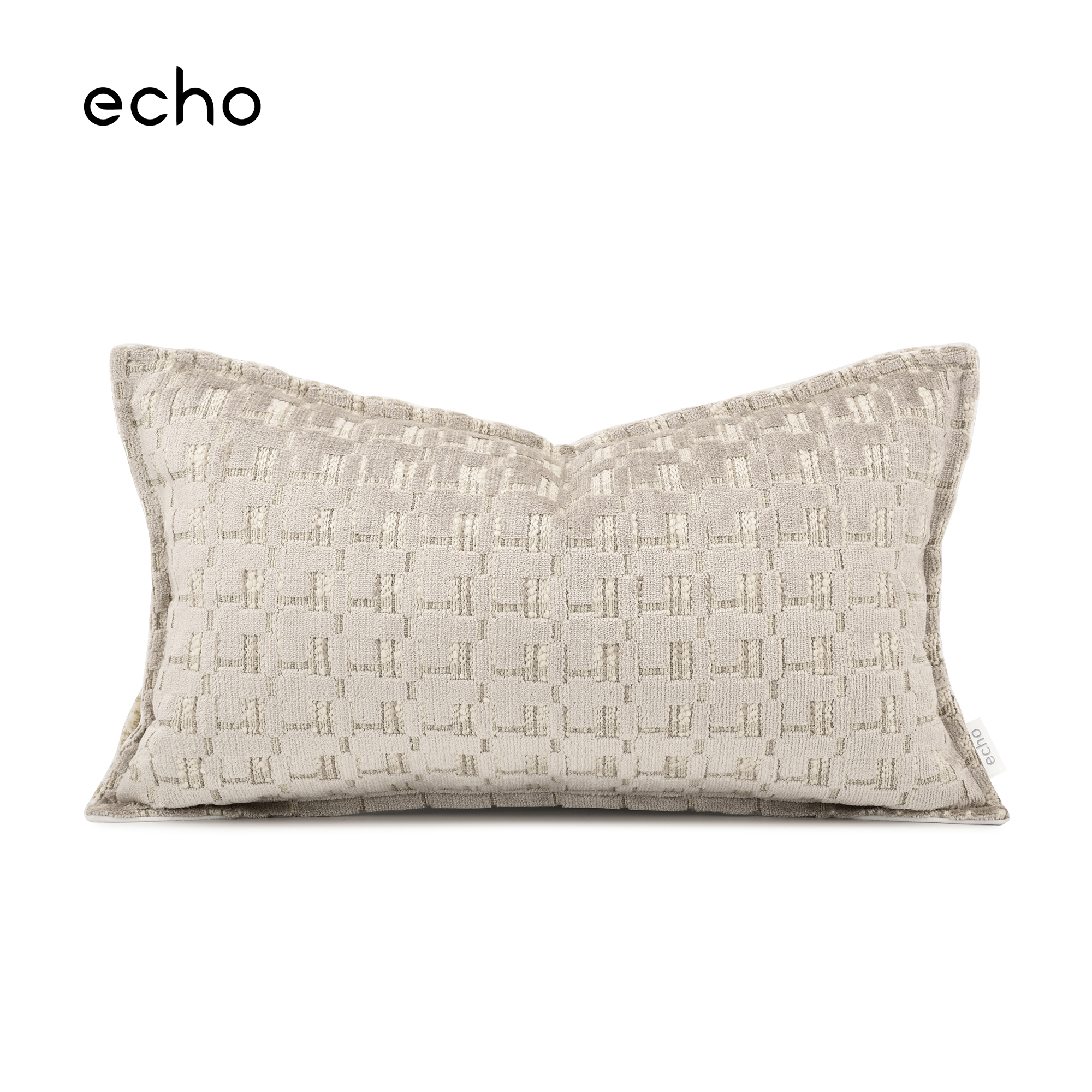 echo法式休闲侘寂风米灰进口割绒格子样板间沙发客厅抱枕民宿腰枕