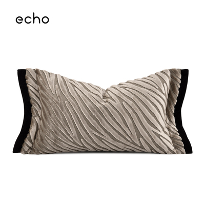 echo回声波浪割绒米灰腰枕抱枕luxury样板间别墅轻奢高档沙发靠垫