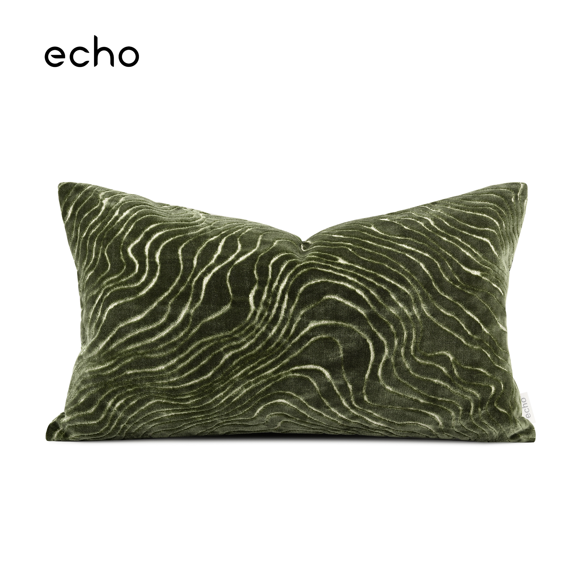 echo法式轻奢苔藓绿山河纹进口割绒别墅样板间沙发腰枕床头腰靠