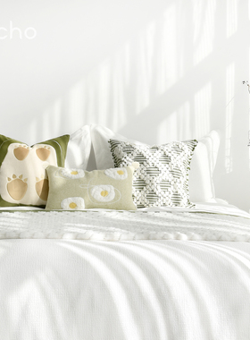 echo儿童房样板间黄绿色清新现代森系恐龙主题卡通床品套件可定制